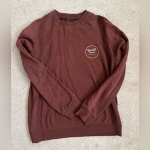 Brixton Brown Crewneck Sweater with Ribbed Details